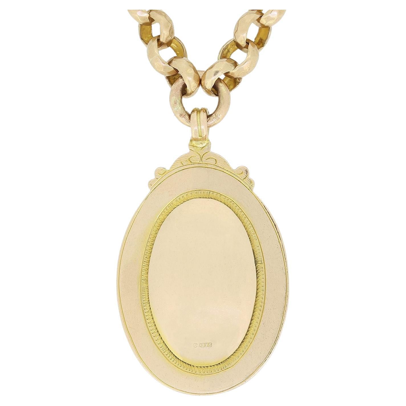 Vintage Large Oval Necklace For Sale