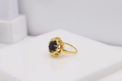 Vintage Large Oval Sapphire Ring 14 Karat Yellow Gold Circa 1940's