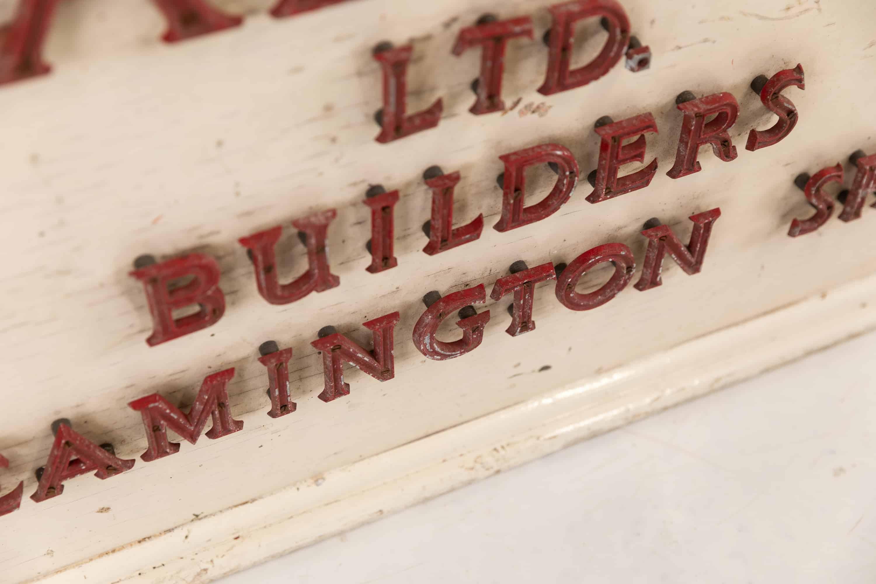 English Vintage Large Painted 3d Industrial Builders Trade Wall Sign Plaque, C.1940 For Sale