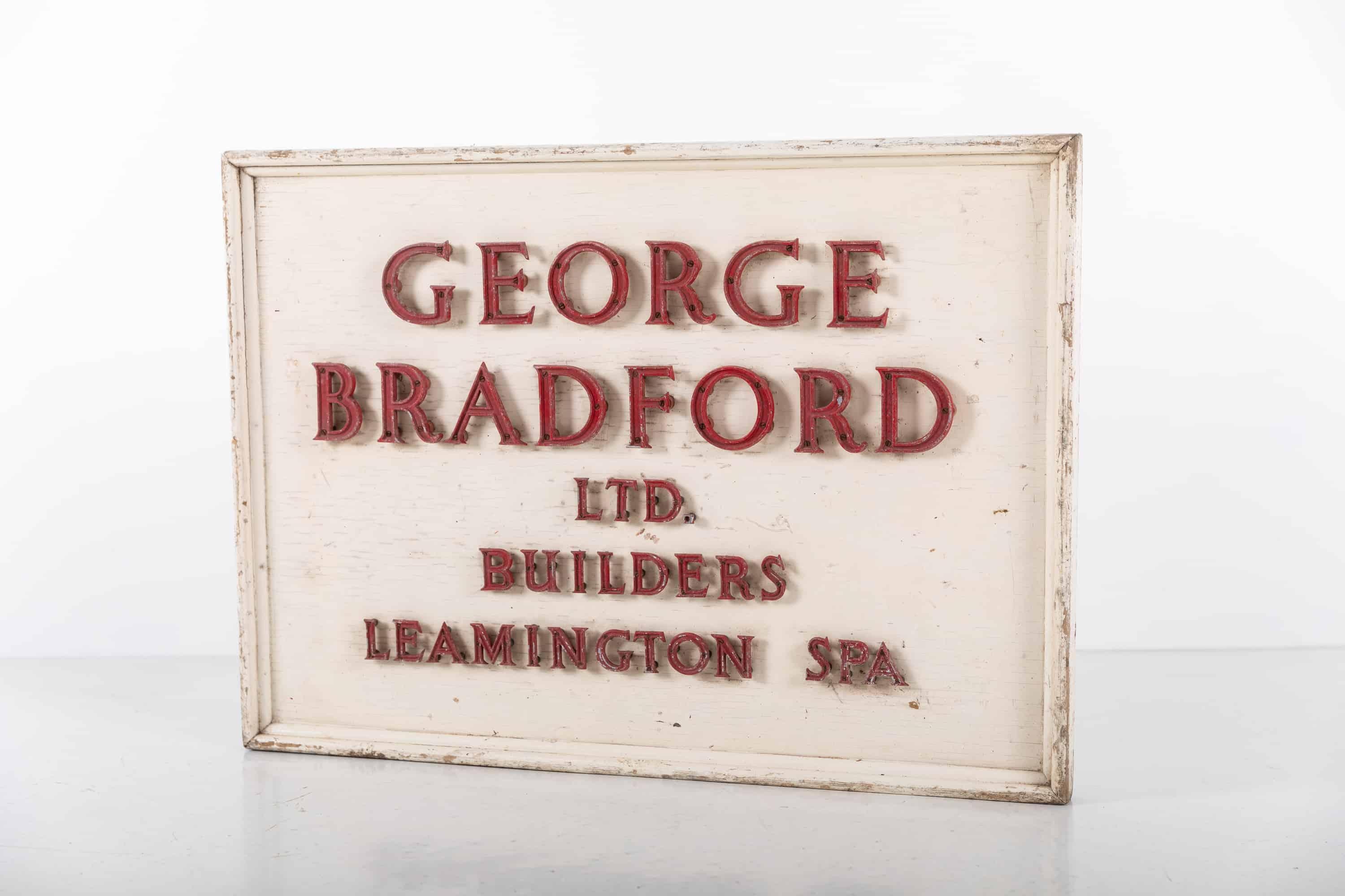 Hand-Painted Vintage Large Painted 3d Industrial Builders Trade Wall Sign Plaque, C.1940 For Sale