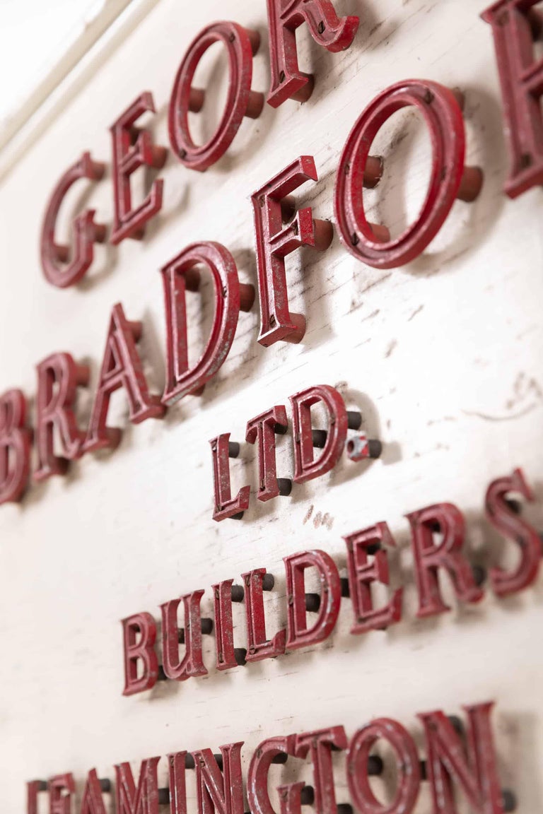 Vintage Large Painted 3d Industrial Builders Trade Wall Sign Plaque, C ...
