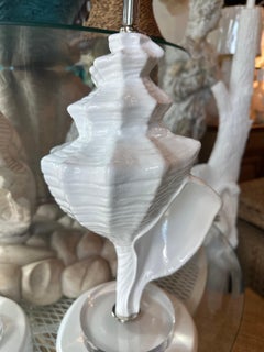 Vintage Large Pair Conch Shell Seashell Palm Beach Table Lamps Restored Lucite