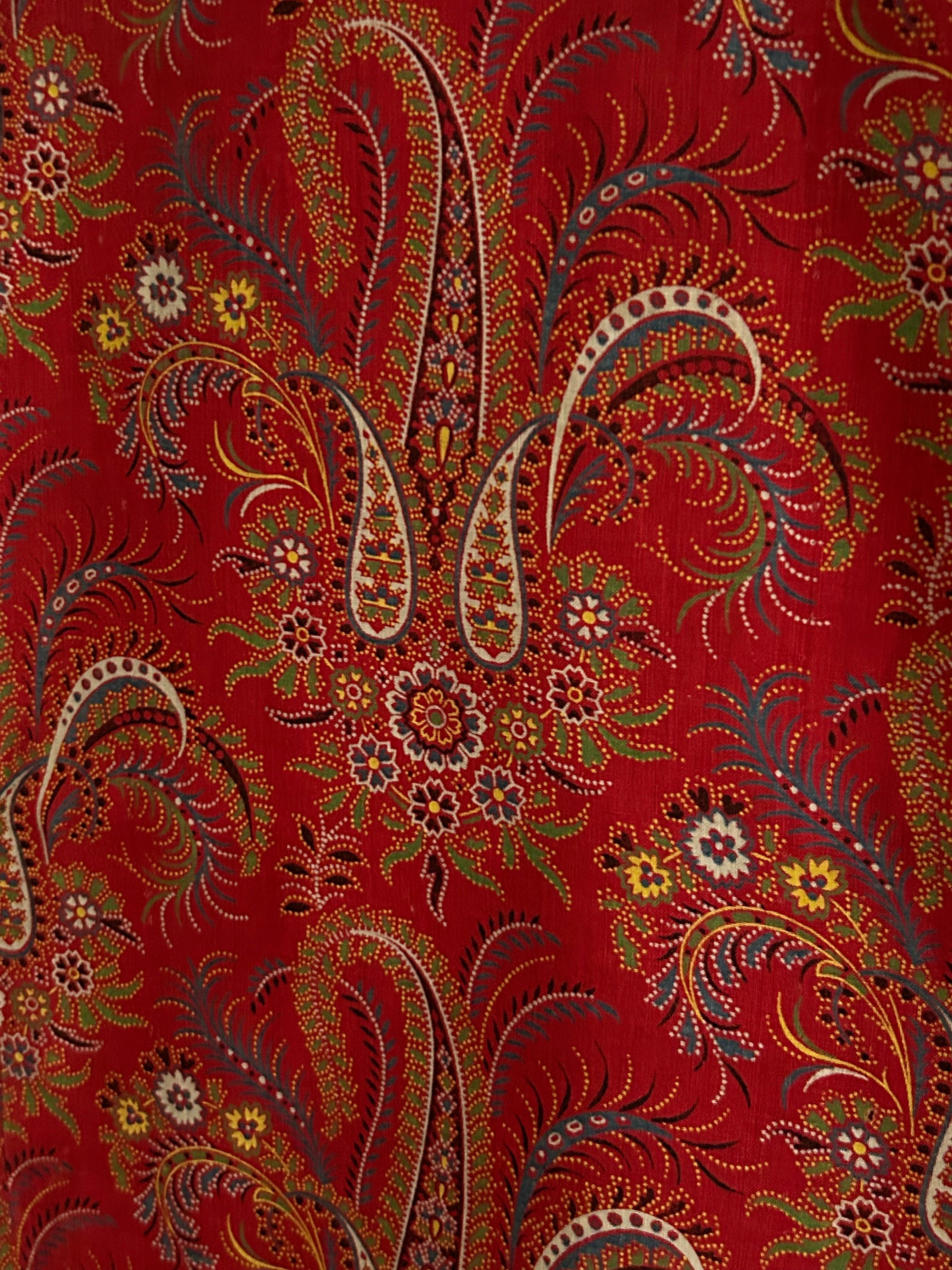 Vintage Large Paisley Textile in Red Pattern, France, 20th Century In Good Condition For Sale In Copenhagen K, DK