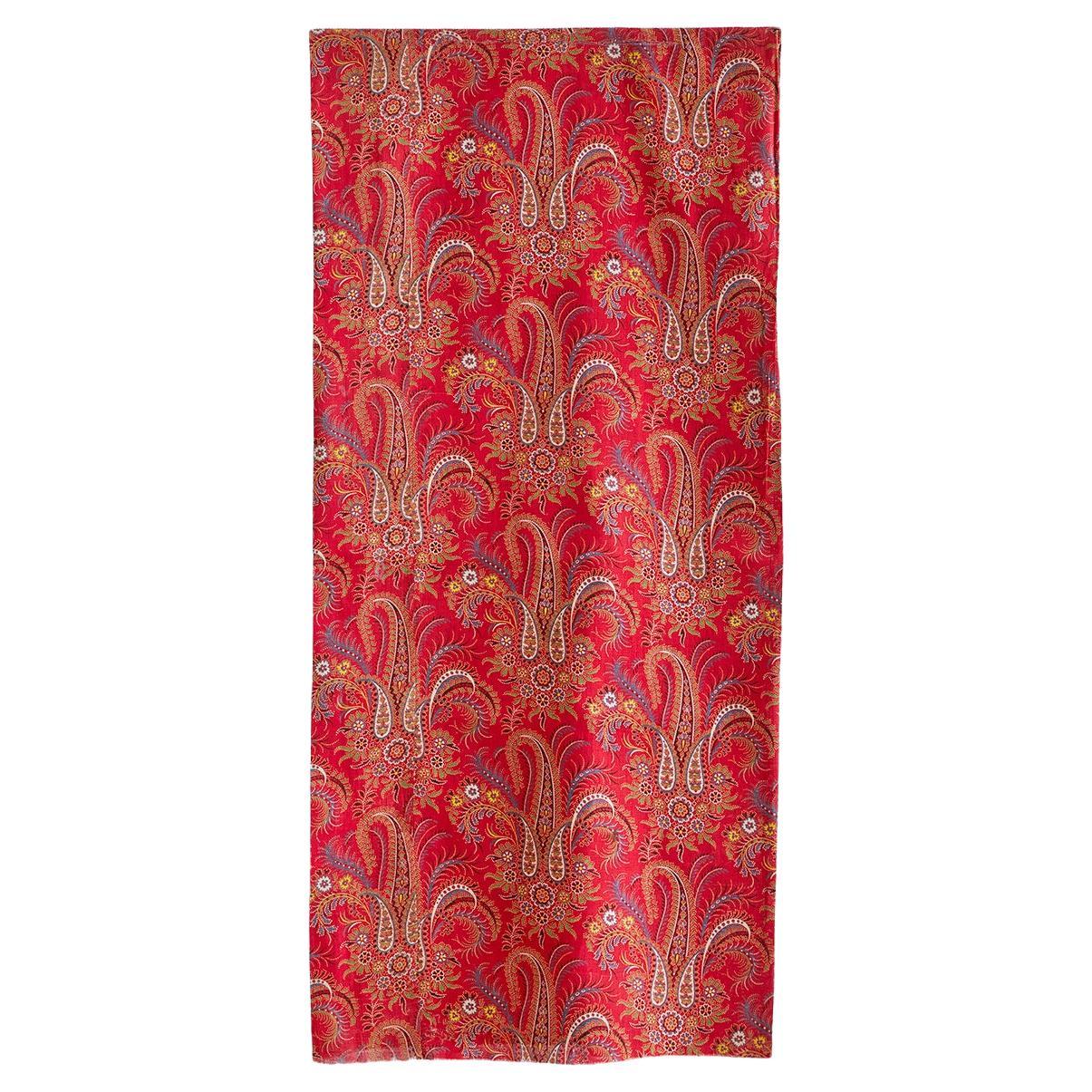 Grand textile vintage à motif cachemire rouge, France, 20ème siècle