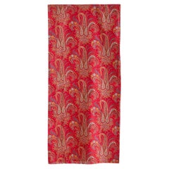 Grand textile vintage à motif cachemire rouge, France, 20ème siècle