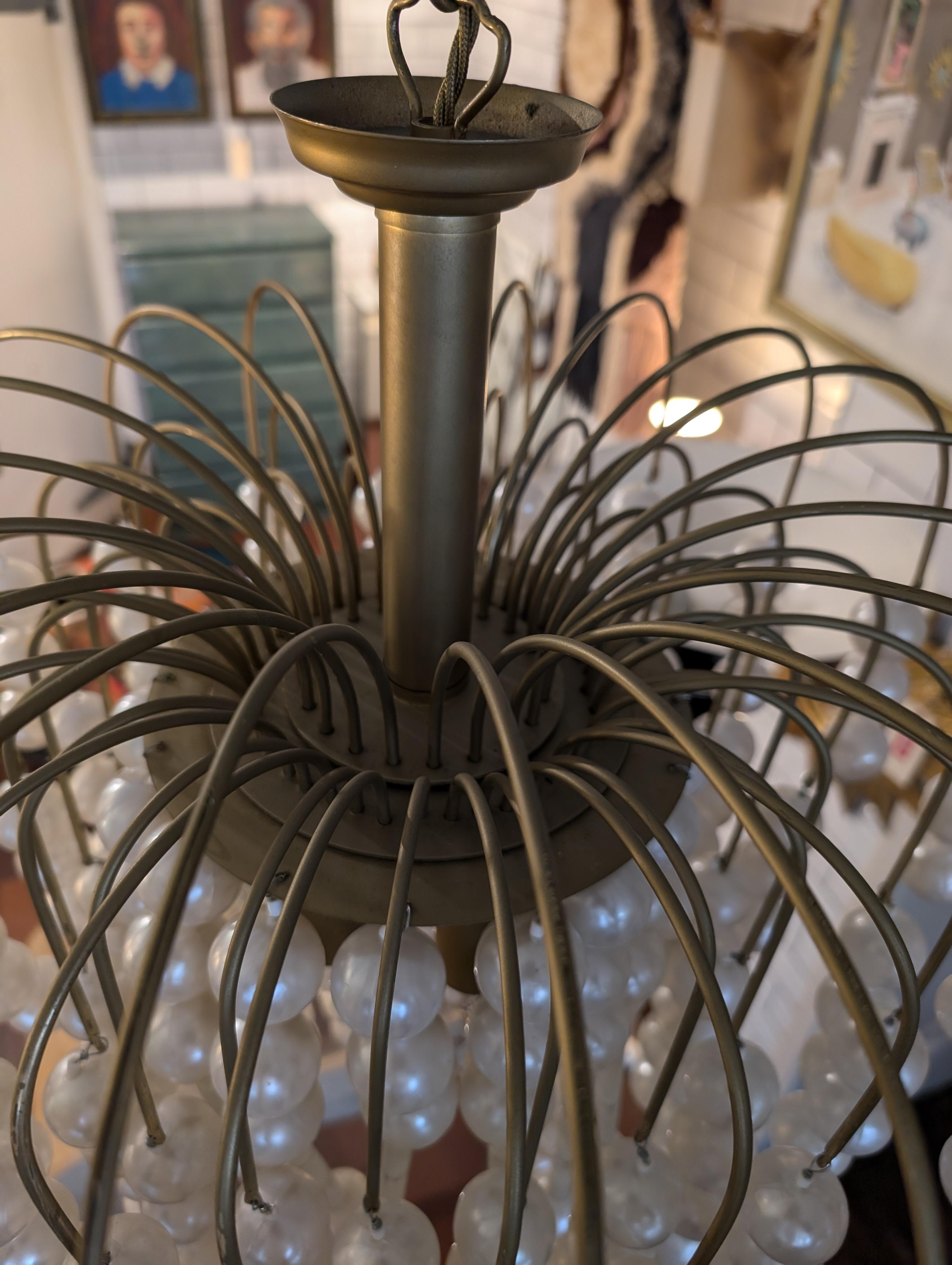 Vintage large pearl bubble waterfall chandelier, Verner Panton style, 1970s 4