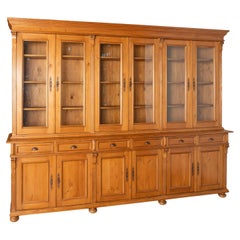 Vintage Large Pine Bookcase Display Cabinet, Hungary circa 1980