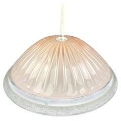 Vintage large pink murano glass chandelier Italy 1970s Mid-century lighting