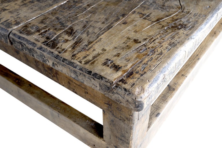 Vintage Large Plank Top Coffee Table For Sale at 1stDibs