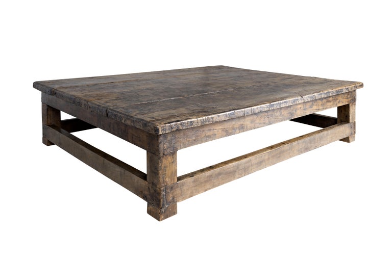 Vintage Large Plank Top Coffee Table For Sale at 1stDibs