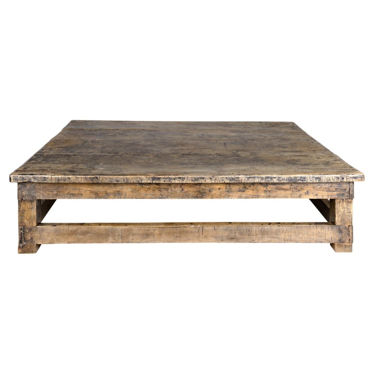 Vintage Large Plank Top Coffee Table For Sale at 1stDibs