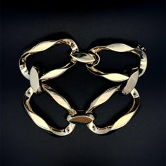 Vintage Large Polished Oval Link Gold Bracelet
