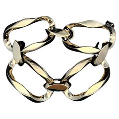 Vintage Large Polished Oval Link Gold Bracelet