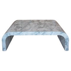 Vintage Large Postmodern Faux Marble Laminate Waterfall Coffee Table, USA, 1980s