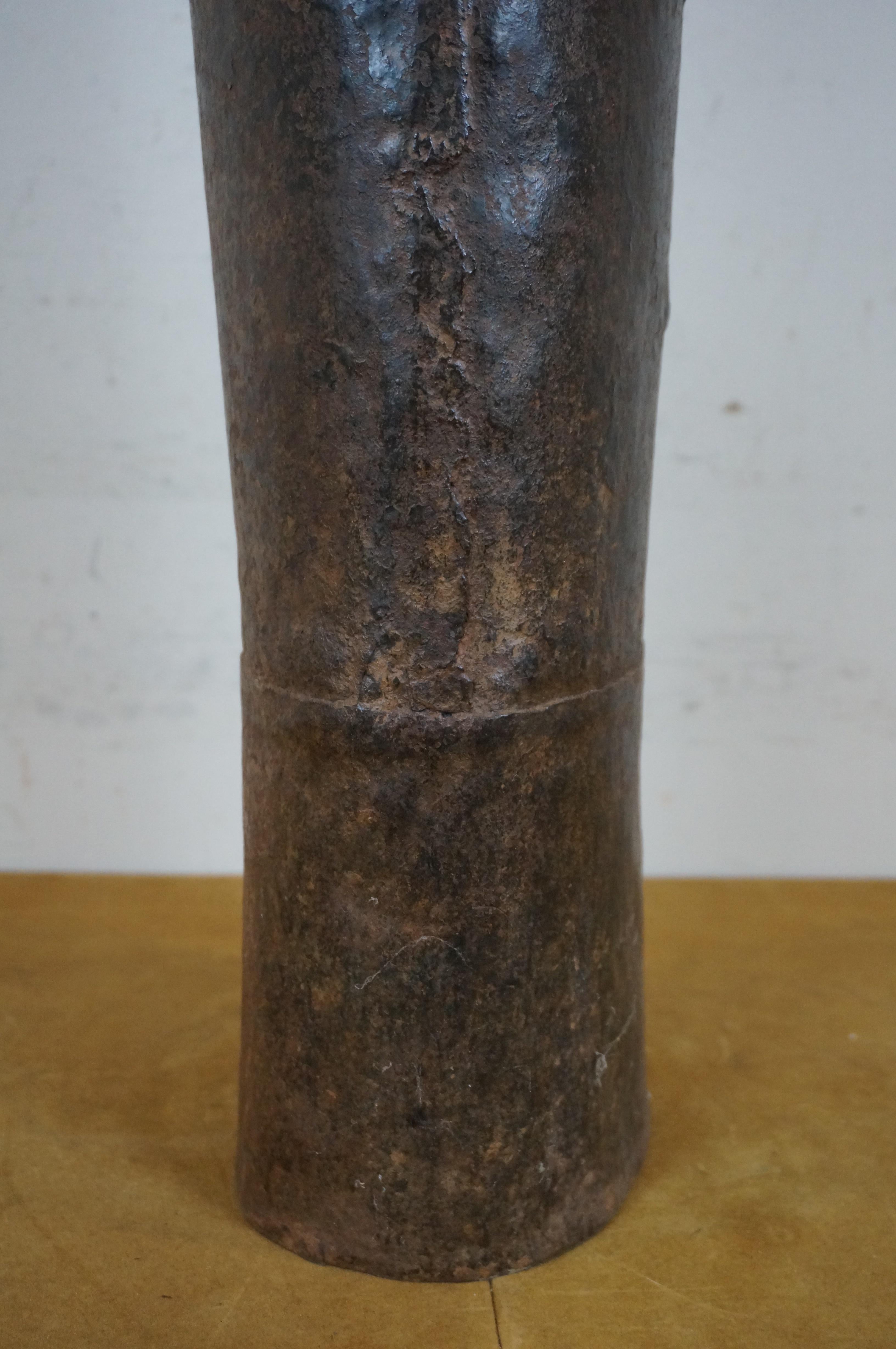 Vintage Large Primitive Iron Camel Bell With Leather Handle 24