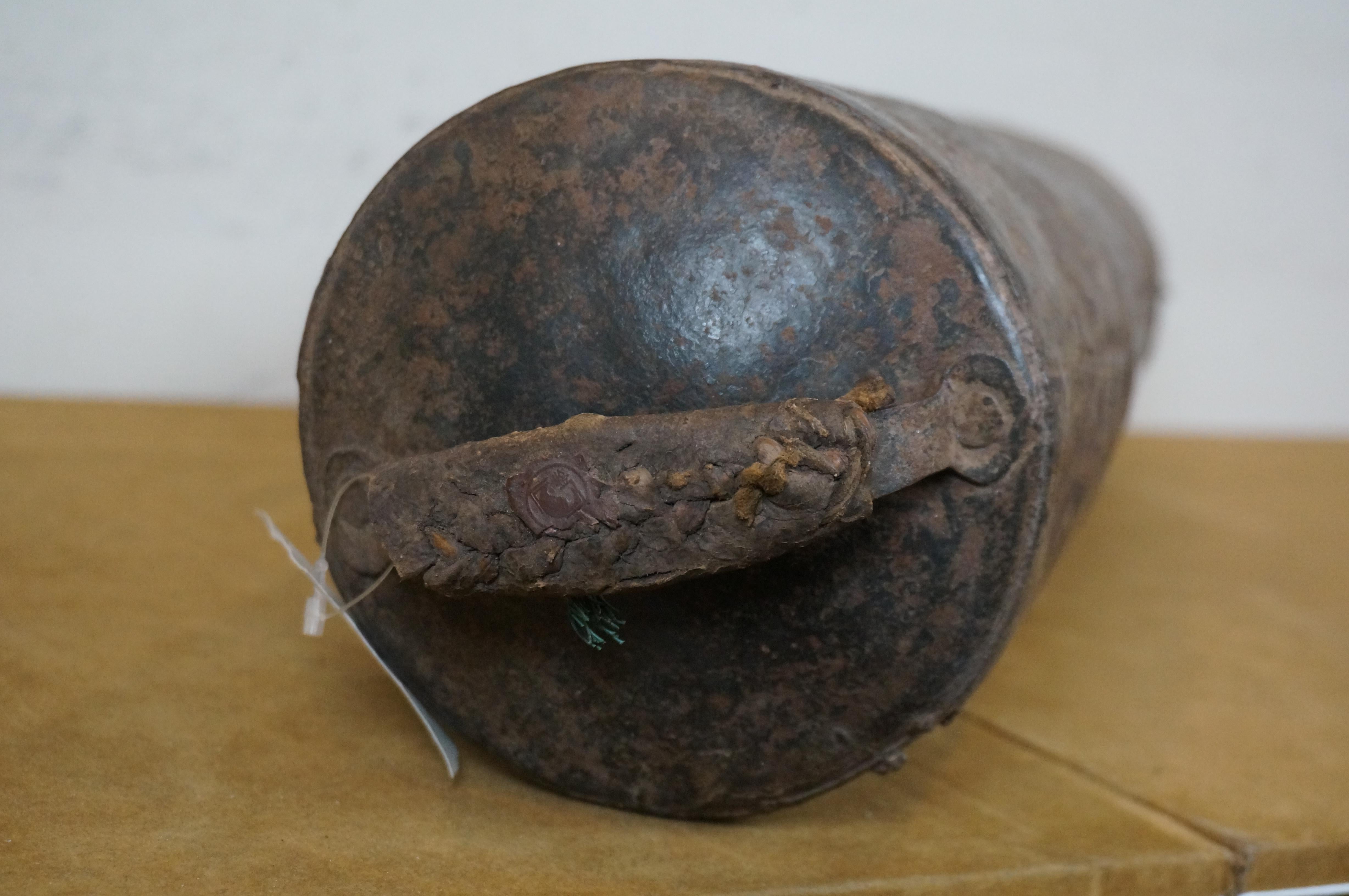 Vintage Large Primitive Iron Camel Bell With Leather Handle 24