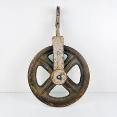 Vintage large pulley Yugoslavia 1970s Industrial Home Decor Retro Loft Steel