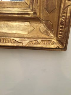 Vintage Large Rectangular Solid Wood 22kt Gilt Frame with Beveled Wall Mirror