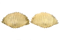 Vintage Amber Gold Resin Shell Large Wall Sconces Hollywood Regency Style Pair