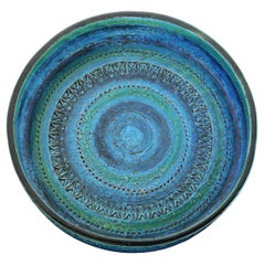 Vintage Large Rimini Blue Ceramic Bowl by Aldo Londi for Bitossi, 1960s