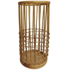 Vintage Large Round Bamboo Umbrella Stand