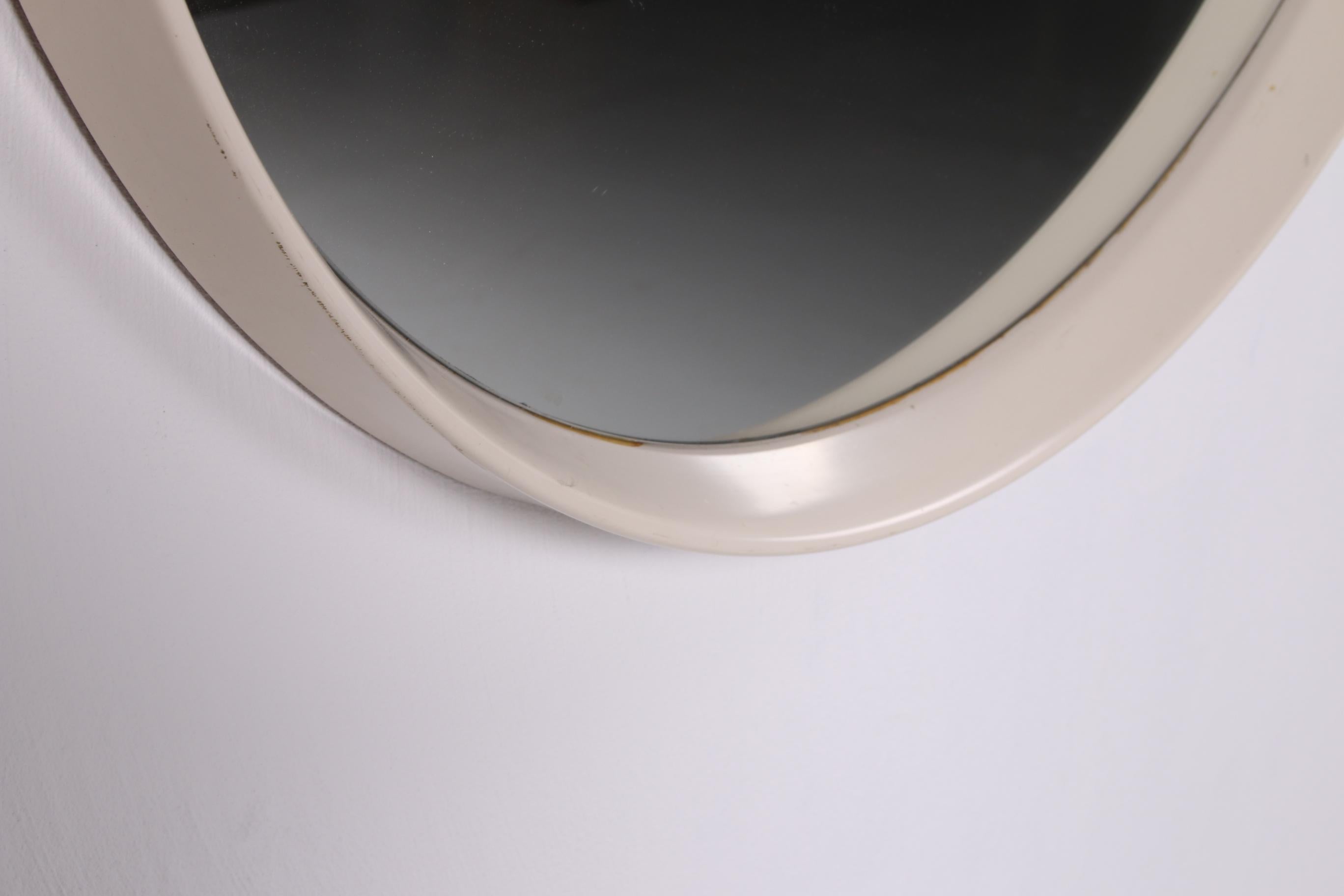 Vintage Large Round Mirror with White Edge, 1960s For Sale 1