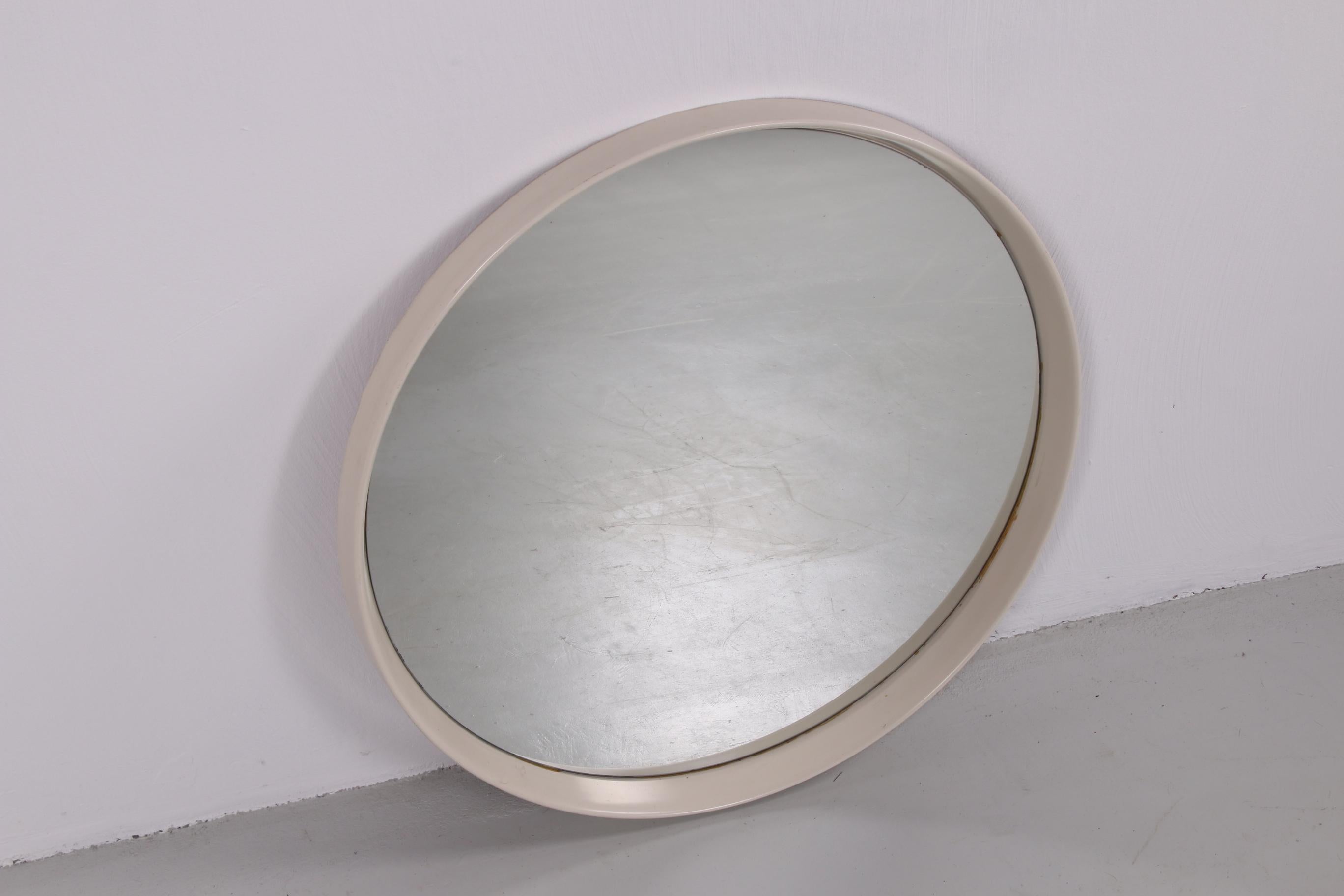 Vintage Large Round Mirror with White Edge, 1960s 2
