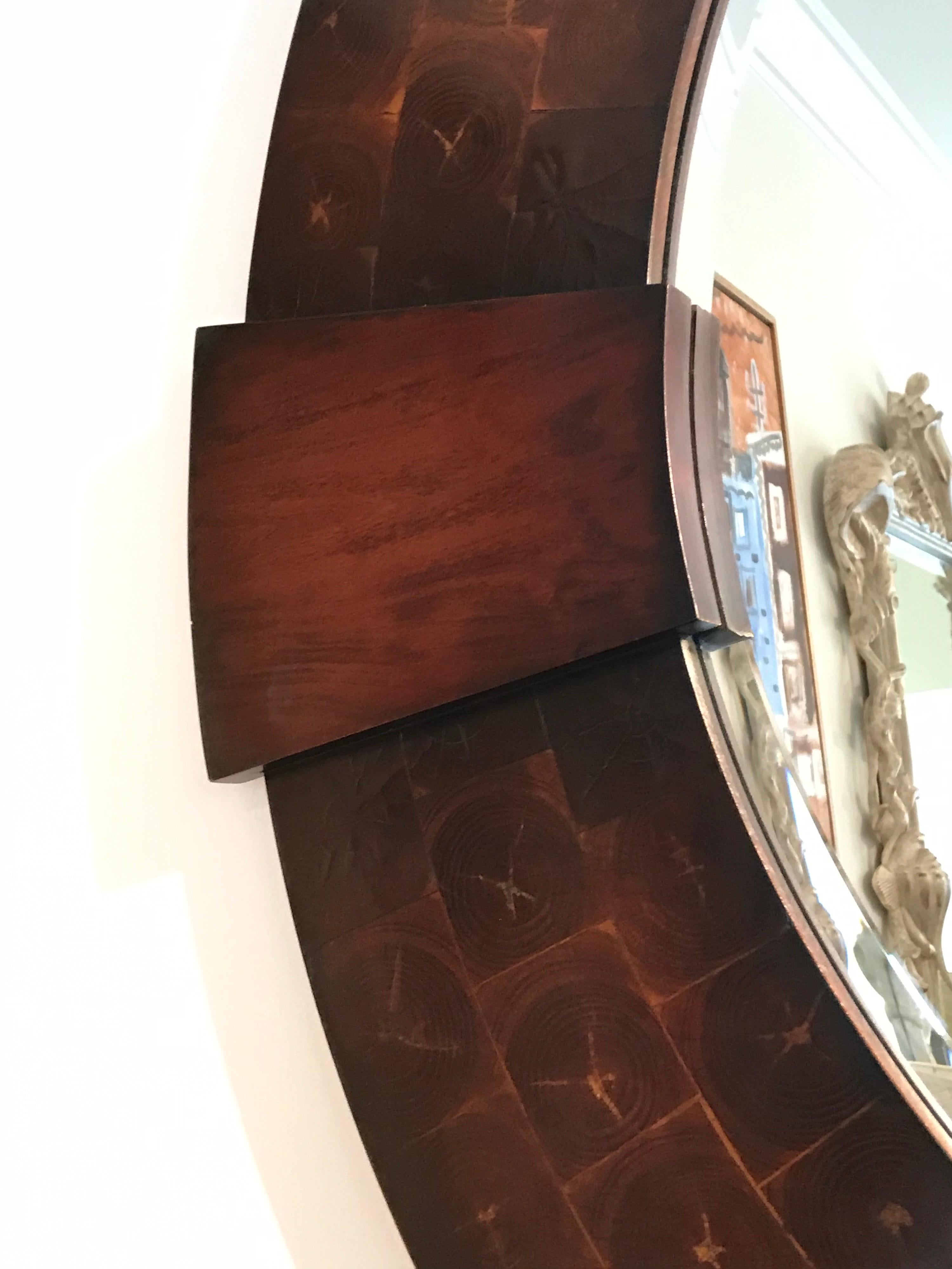 Vintage Large Round Oyster Wood Mirror 3