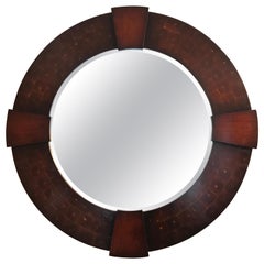 Vintage Large Round Oyster Wood Mirror