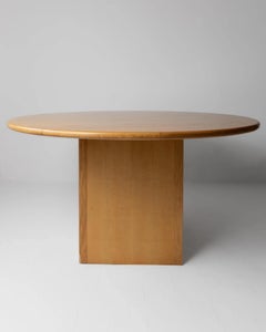Grande table ronde en bois vintage, fabriquée à la main en Italie, années 1980