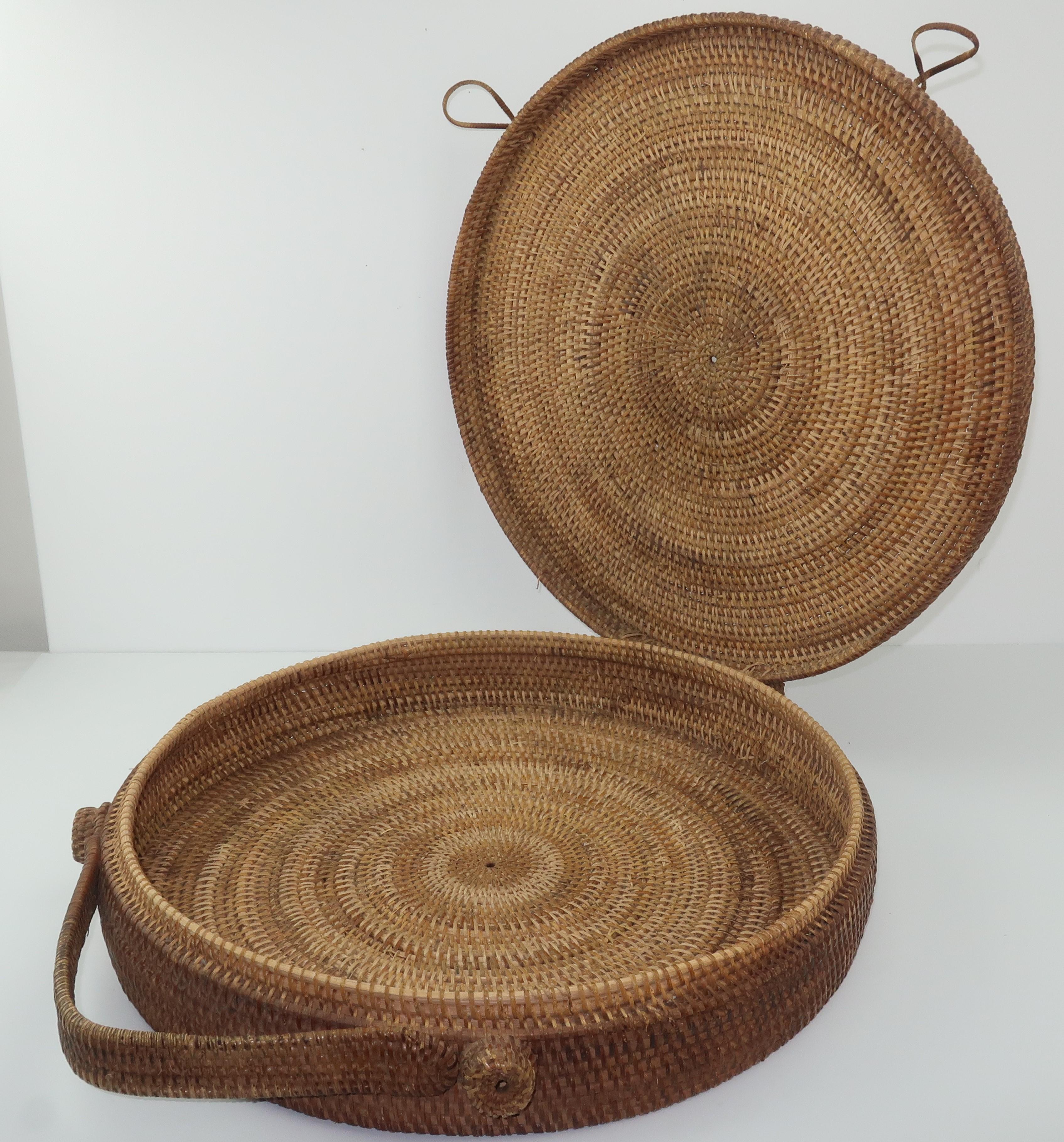 round wicker handbag