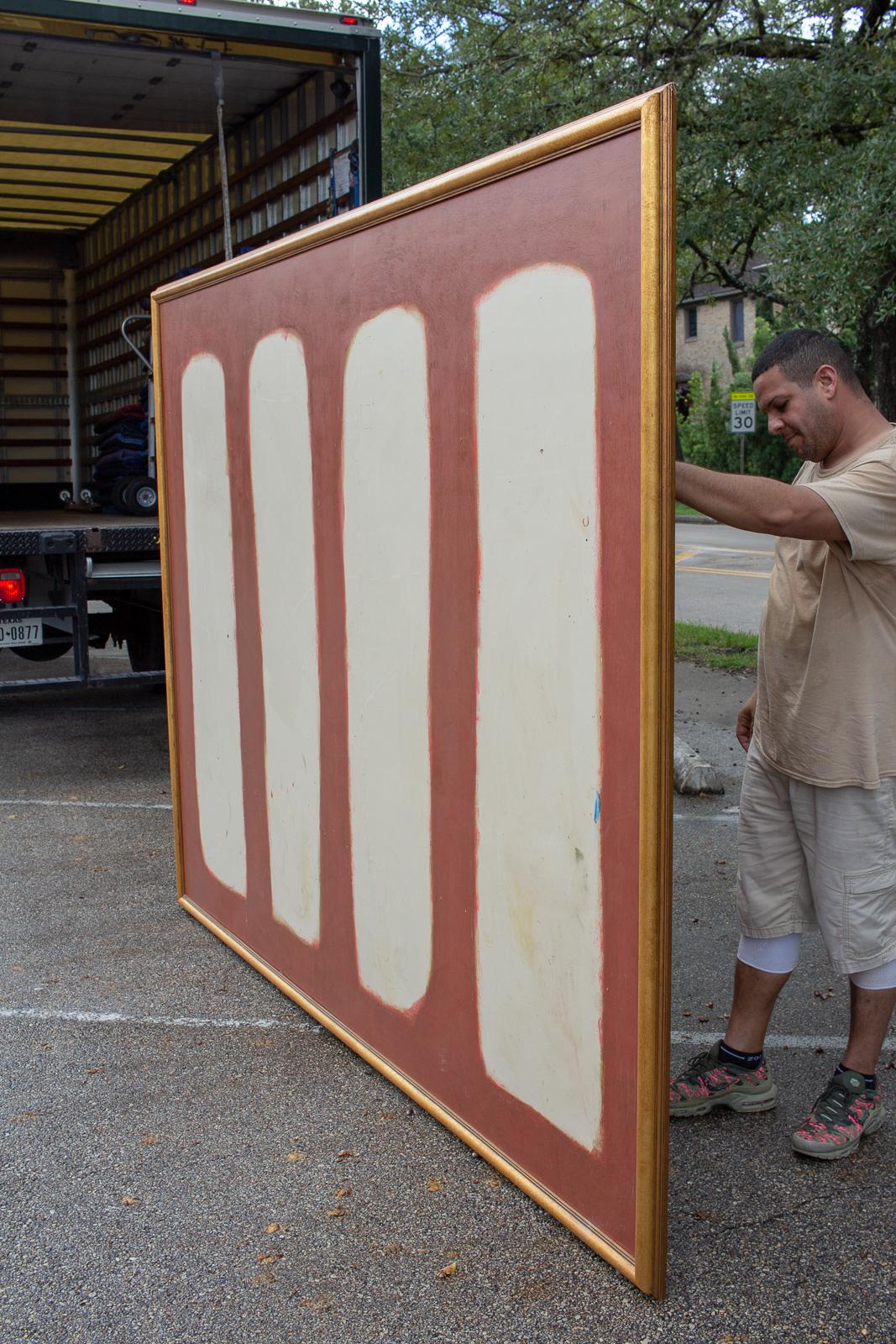 Vintage Large-Scale Abstract Art on Wood with Gilt Frame after Rothko 1