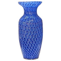 Vintage Large Scale Blue Murano Glass Vase