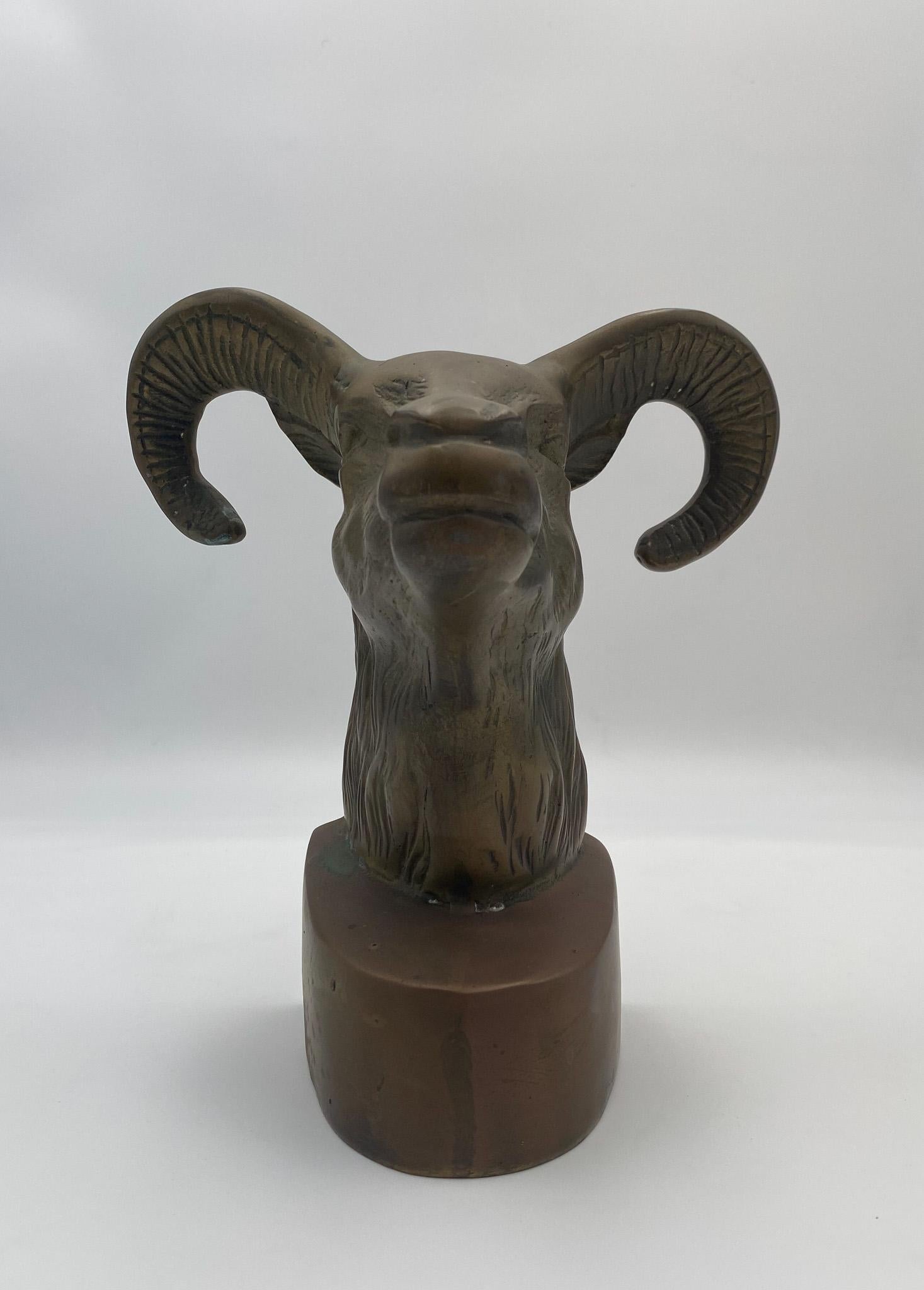 Vintage Large Scale Brass Rams Head Bookends, 1970's  For Sale 10