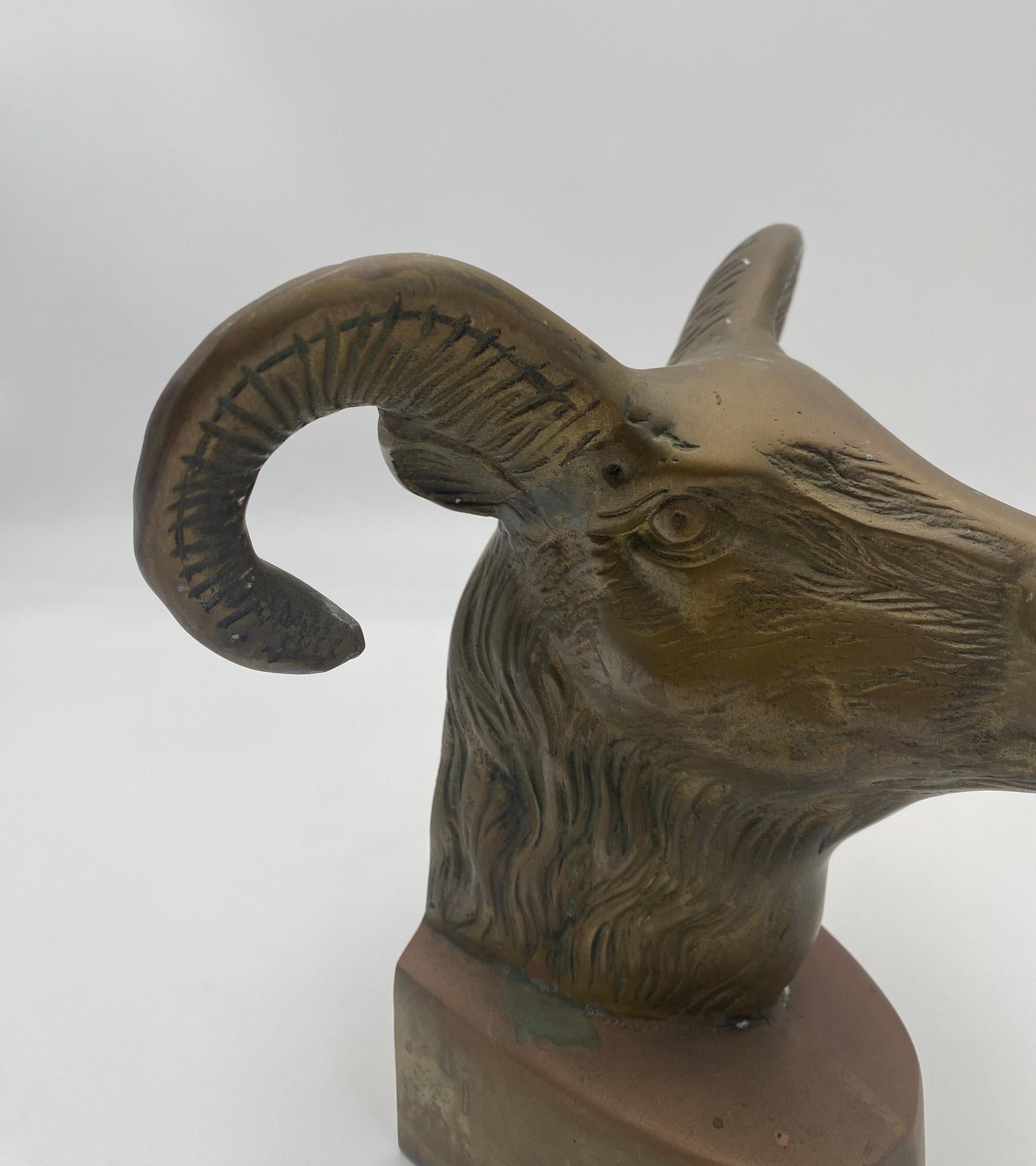 Vintage Large Scale Brass Rams Head Bookends, 1970's  For Sale 13