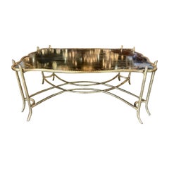 Vintage Large Scale English Gilt Iron and Lacquered Coffee Table