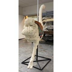 Vintage Large Scale Fiberglass "Dentzel" Style Ostrich on Stand, circa 1950