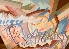 Vintage Large-Scale Geometric Abstract Painting, Signed Yakov