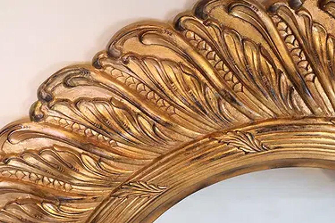 italien Vintage Large Scale Italian Wooden Sunburst Mirror (miroir en bois) en vente