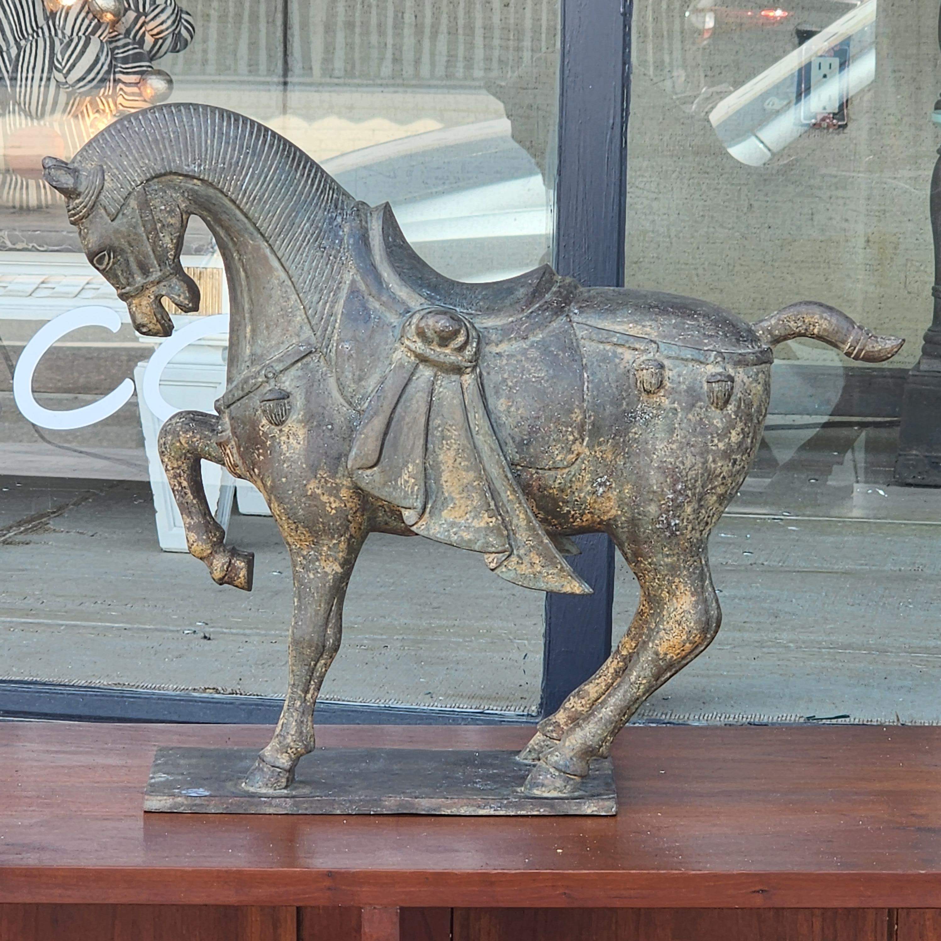 Vintage Large Scale Tang Dynasty Bronze Horse Sculpture For Sale 3