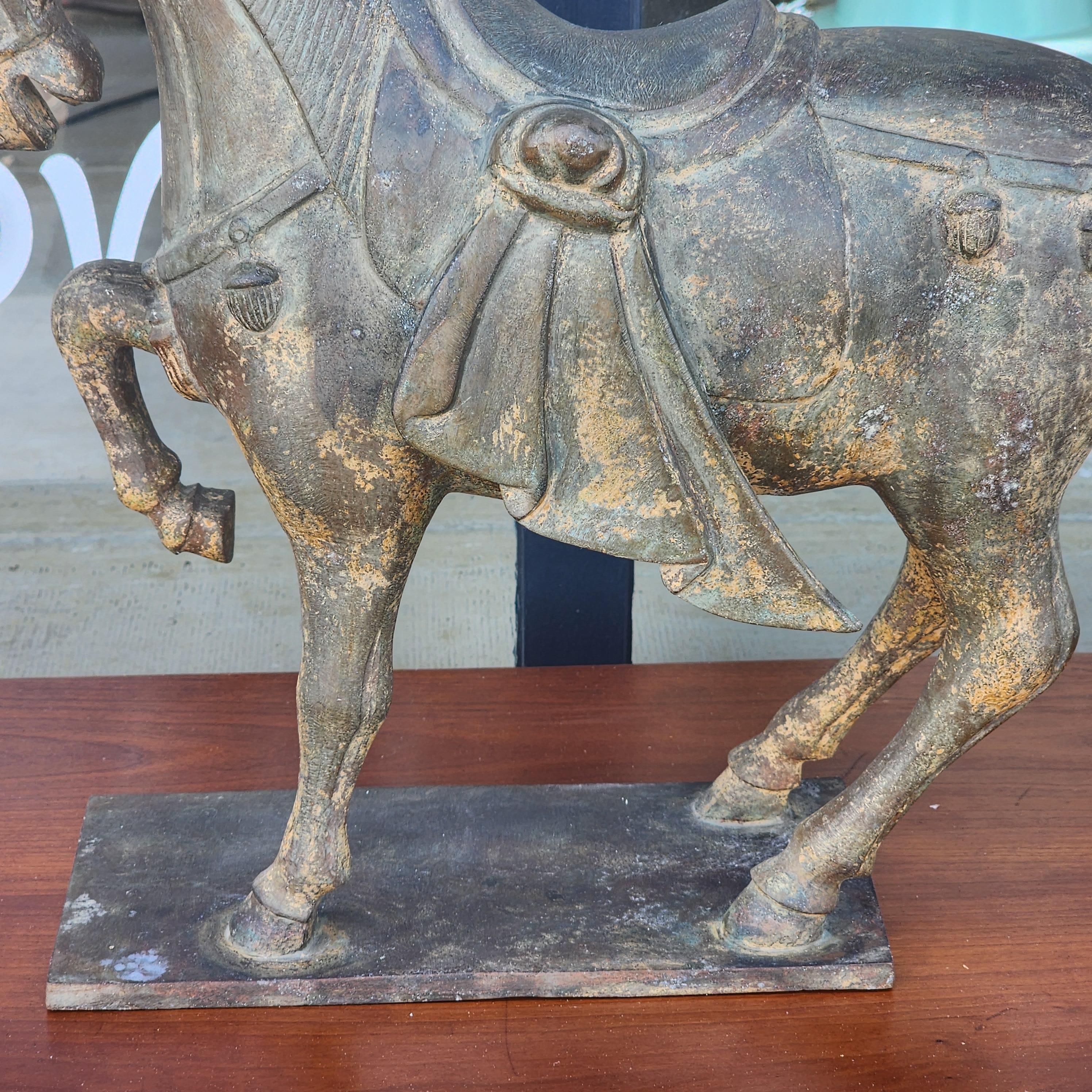Patinated Vintage Large Scale Tang Dynasty Bronze Horse Sculpture For Sale