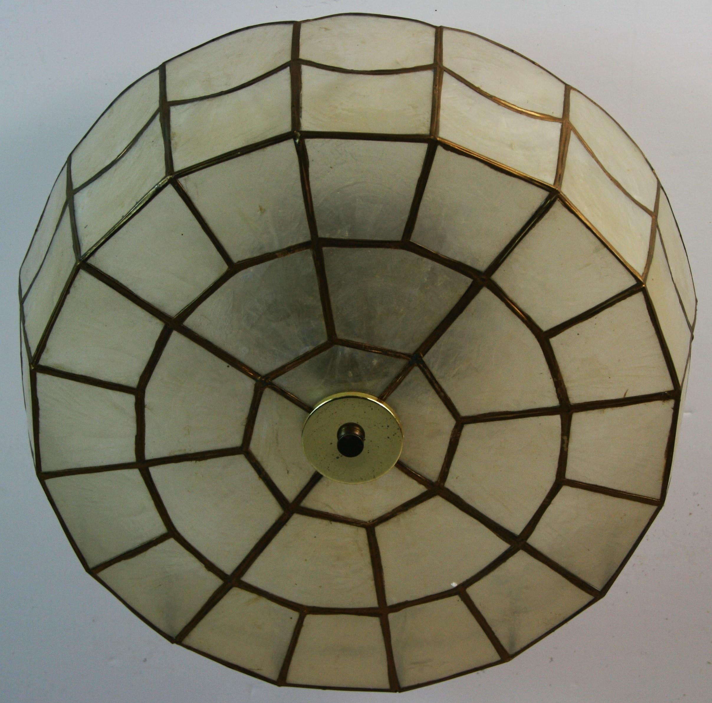 Philippine Vintage Large Scalloped Capiz Shell Flush Mount