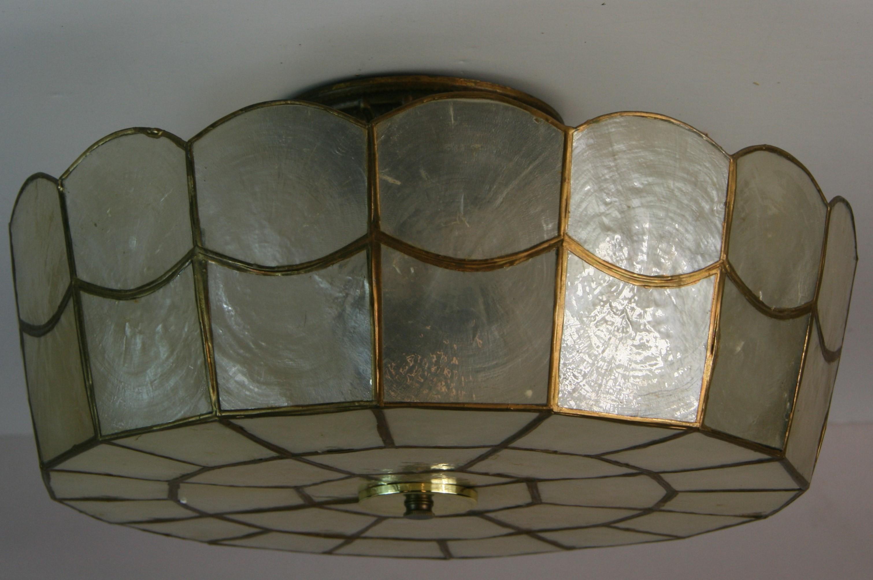 Vintage Large Scalloped Capiz Shell Flush Mount 1