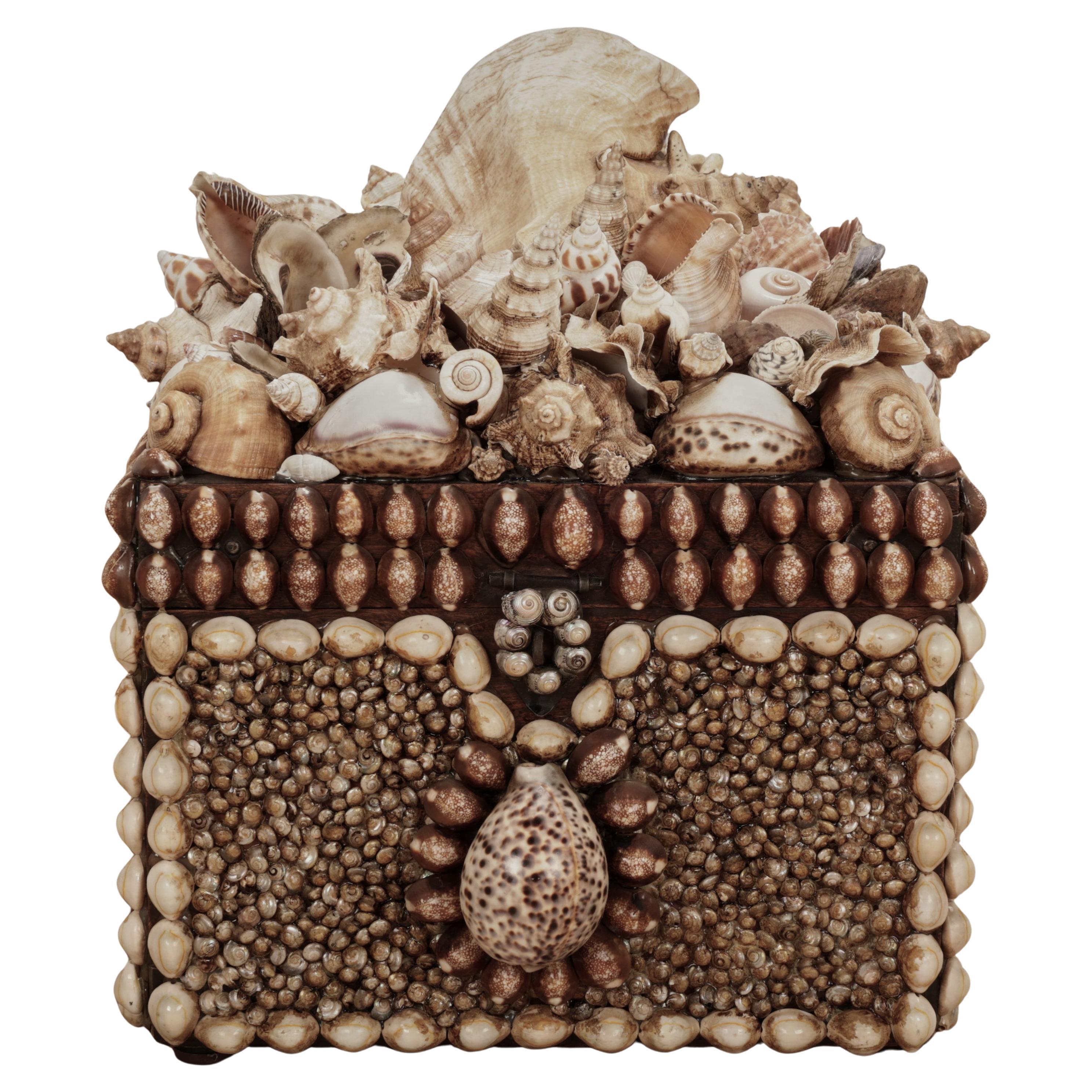 Vintage Large Seashell Encrusted Box