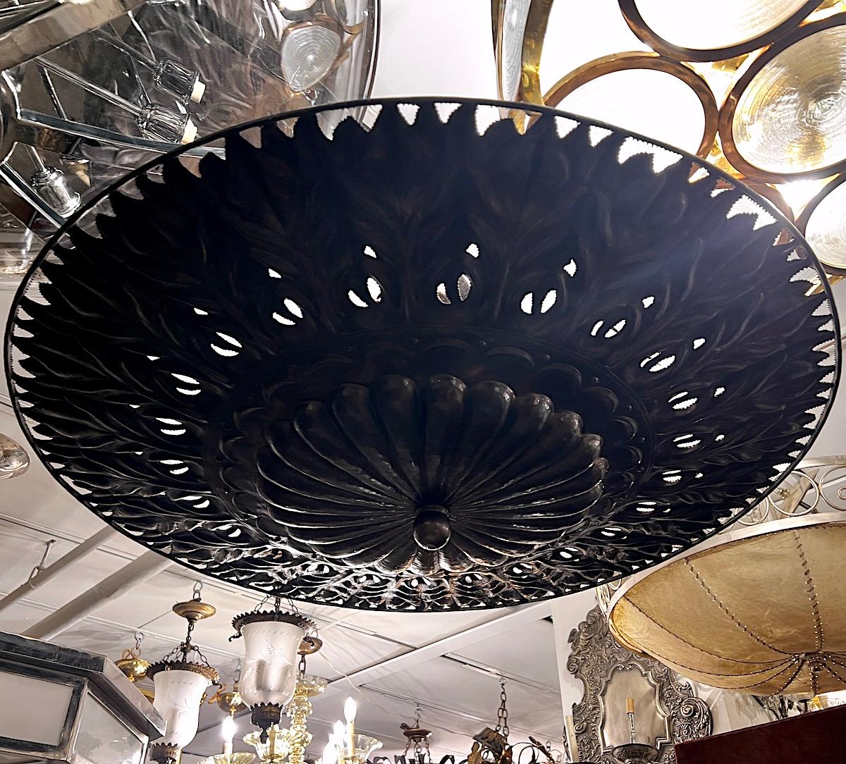 Vintage Large Semi Flush Pendant Light en vente 3