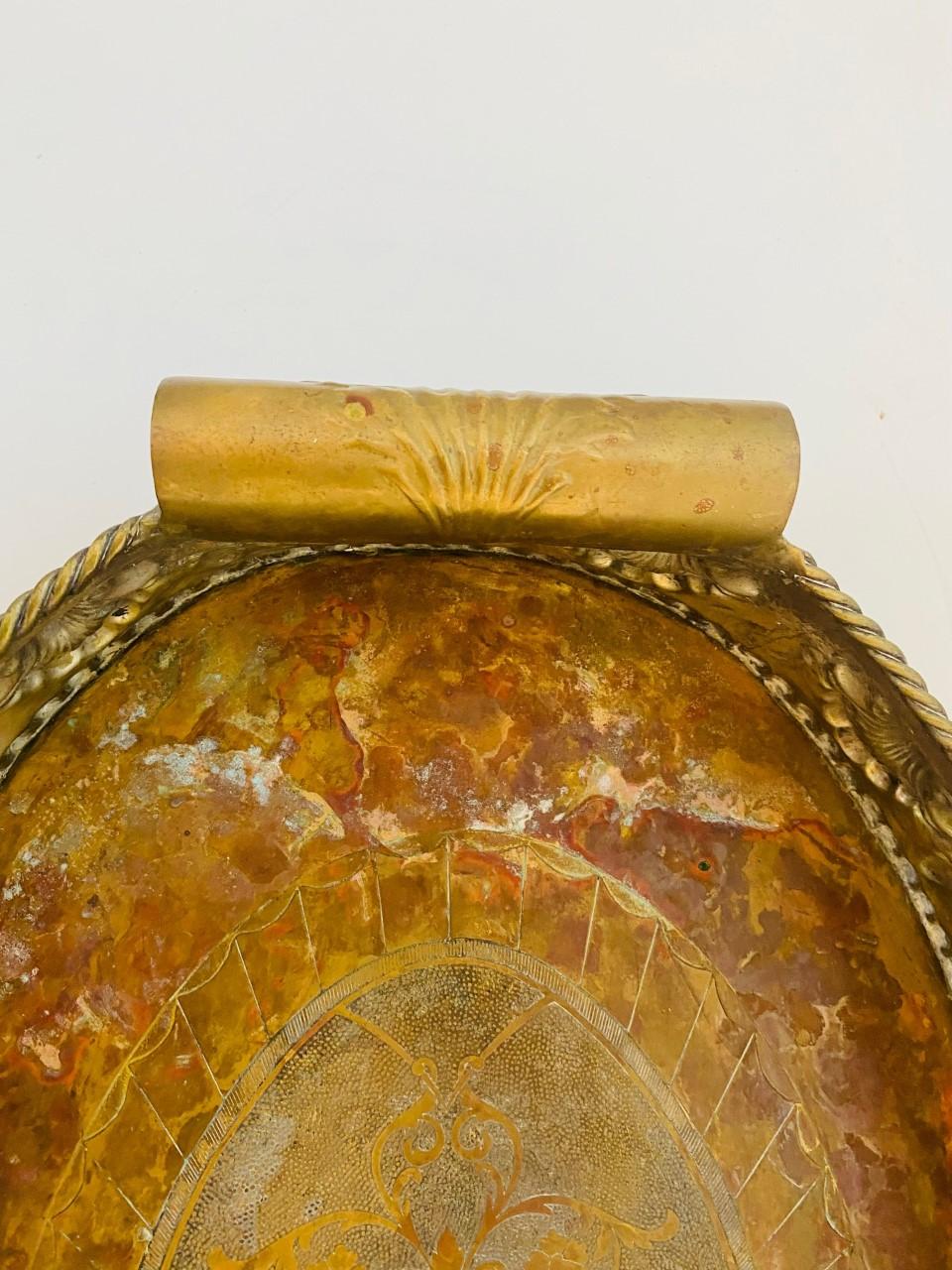 Late 20th Century Vintage Large Serving Tray in Mixed Metals