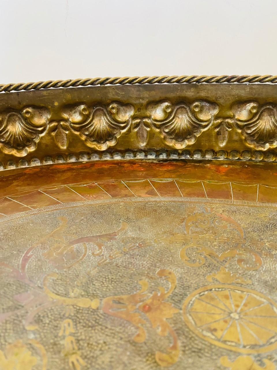 Vintage Large Serving Tray in Mixed Metals 1