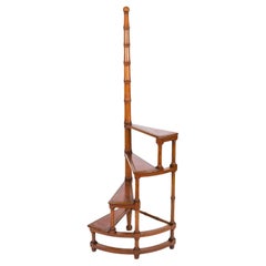 Vintage Large Set Spiral Mahogany Library Steps 20th Century