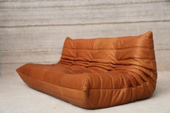 CERTIFIED Ligne Roset TOGO Large Setee in natural Cognac Leather DIAMOND QUALITY