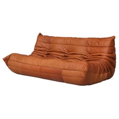 CERTIFIED Ligne Roset TOGO Large Setee in natural Cognac Leather DIAMOND QUALITY